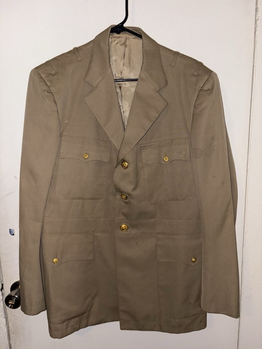 Vintage Regulation Army Officer Uniform Tan Jacket Size M